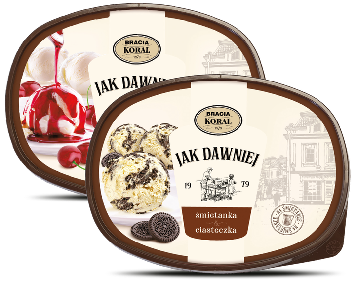 Lody Jak Dawniej śmiet. z ciasteczkami Koral 0,9l widok 2