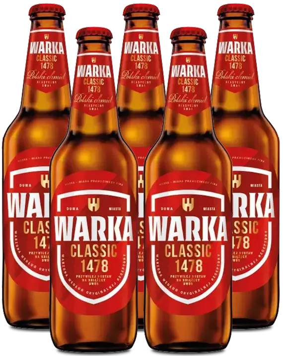 Piwo Warka jasne pełne 0,5l 5,2% but. zw. widok 1