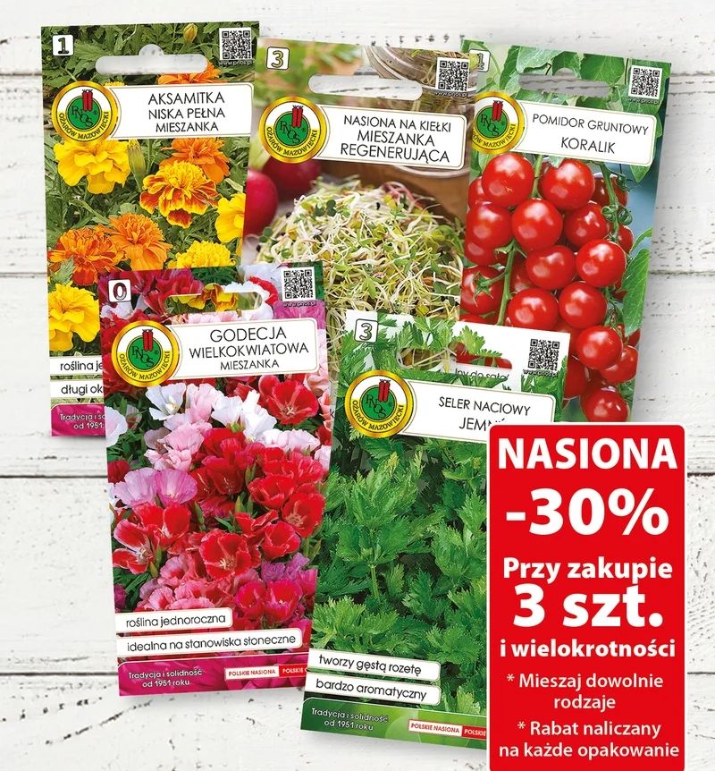 Nasiona -30% przy zakupie 3 szt. i wielokrotności