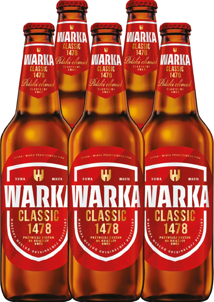 Piwo Warka jasne pełne 0,5l 5,2% but. zw. widok 1