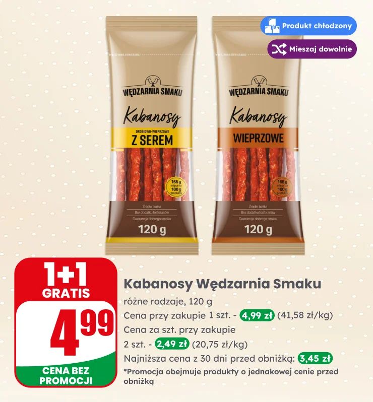 Produkty chłodzone kabanosy sery topione sery żółte masła masło