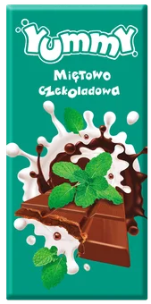 Zdjęcie produktu - Tabliczka mleczna miętowo czekoladowa Yummy 100g