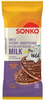 Zdjęcie produktu - Wafle ryżowo-kukurydziane w czeko mlecz Sonko 65g