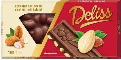 Czekolada mleczna z całymi migdałami Deliss 100g widok 1