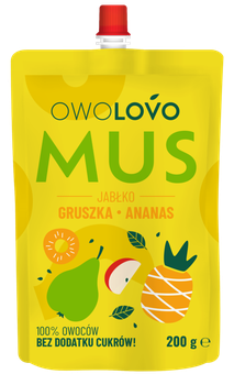 Mus jabłko gruszka ananas Owolovo 200g widok 1
