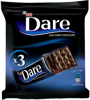 Zdjęcie produktu - Wafelki w czekoladzie deserowej Dare 3x50g