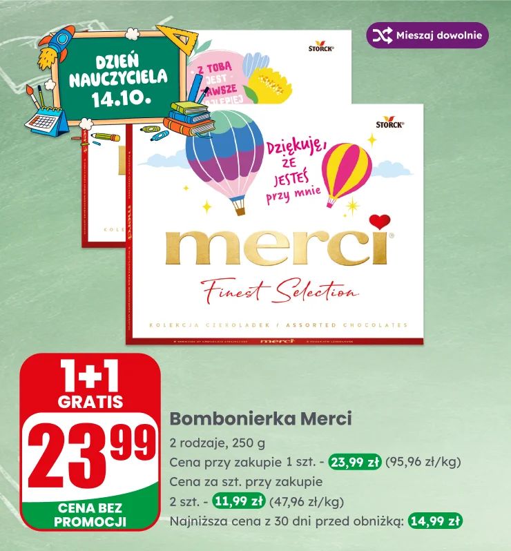 Banner dzień nauczyciela bombonierka bombonierki czekolada raffaello merci wedel deliss
