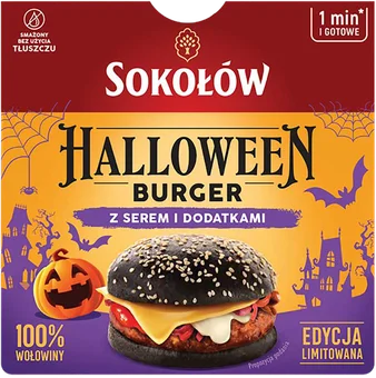 Zdjęcie produktu - Burger Halloween z serem i dodatkami Sokołów 150g