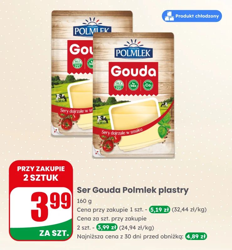 Produkty chłodzone kabanosy sery topione sery żółte masła masło