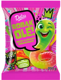 Żelki dżdżownice Deliss 200g widok główny