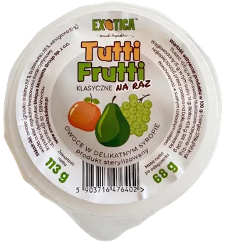 Owoce w delik syropie Tutti Frutti Exotica 113/68g widok 1