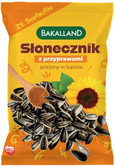 Zdjęcie produktu - Słonecznik prażony w łupin z przypr Bakalland 130g