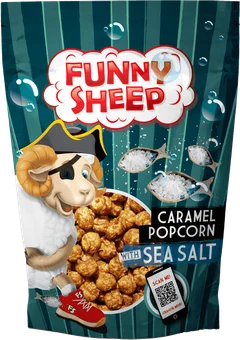 Popcorn karmelowy z solą morską Funny Sheep 120g widok 1
