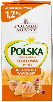 Zdjęcie produktu - Mąka pszen tort Polska typ 450 Polskie Młyny 1,2kg