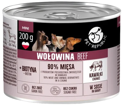 Zdjęcie produktu - Karma dla psa mokra wołowina Pet Republic 200g