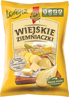Chipsy masło z solą Wiejskie Ziemniaczki 130g widok główny 