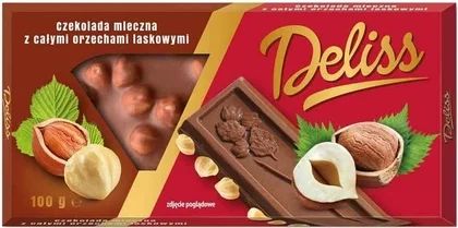 Czekolada mleczna z całymi orzechami Deliss 100g widok 1