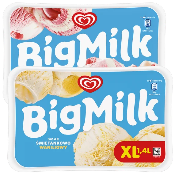 Lody śmietankowo waniliowe Big Milk 1,4l widok 1