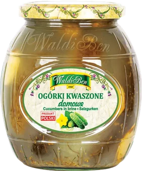 Ogórki kwaszone domowe Waldiben 770/440g widok główny 