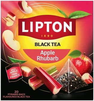 Zdjęcie produktu - Herbata czarna arom jabłko rabarbar Lipton 20x1,5g