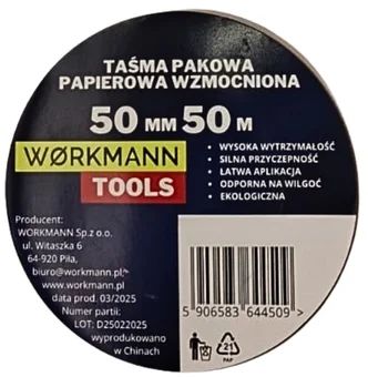 Zdjęcie produktu - Taśma papierowa wzmocniona 50mmx50m