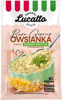 Zdjęcie produktu - Owsianka mango-matcha z nasionami chia Lucatto 50g