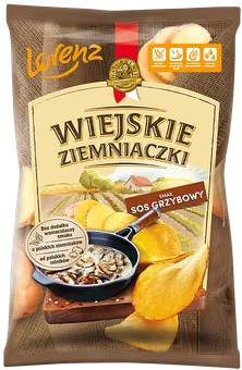 Zdjęcie produktu - Chipsy o smaku grzybowym Wiejskie Ziemniaczki 130g