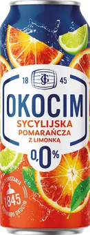 Piwo Okocim pomarańcza limonka 0,5l 0% puszka widok główny 