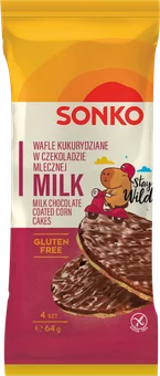 Zdjęcie produktu - Wafle kukurydziane w czekoladzie mlecz Sonko 64g