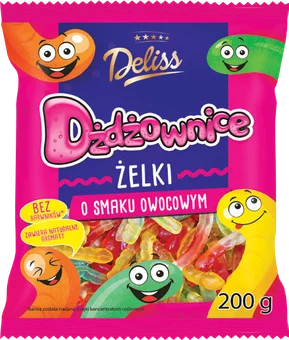 Żelki dżdżownice Deliss 200g widok główny
