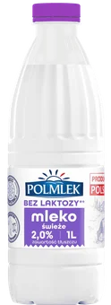 Mleko spożywcze świeże 2% bez laktozy Polmlek 1l widok 1