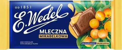 Zdjęcie produktu - Czekolada mleczna z nadz. mirabelkowym Wedel 100g