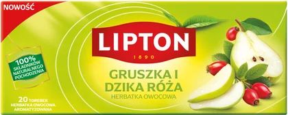 Zdjęcie produktu - Herbatka owocowa gruszka dzika róża Lipton 20x1,8g