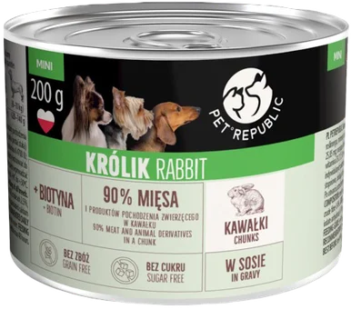 Zdjęcie produktu - Karma dla psa mokra królik Pet Republic 200g