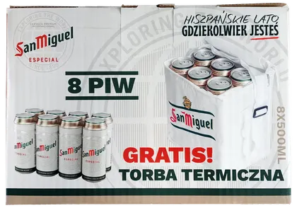 Zdjęcie produktu - Zestaw Piw San Miguel 8x0,5l puszka + cooler bag