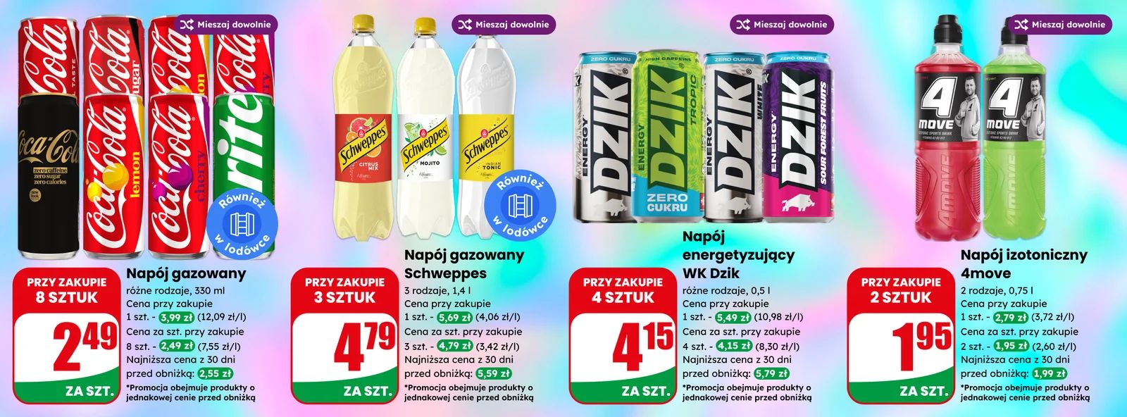 Baner napoje wk dzik 4move schwebbs sprite coca cola zero
