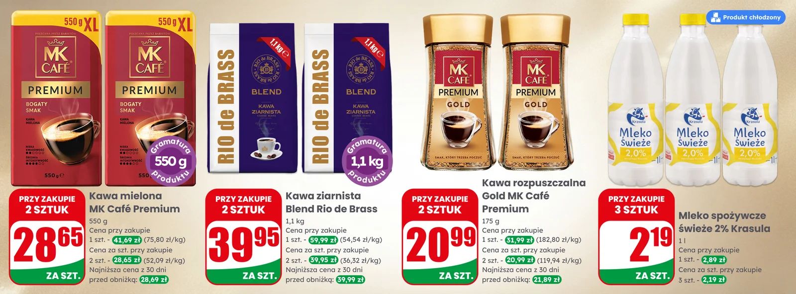Banner kawosz kawa mielona ziarnista mleko