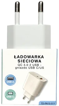 Zdjęcie produktu - Ładowarka sieciowa USB-A + USB-C