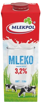 Zdjęcie produktu - Mleko UHT 3,2% Mlekpol 1l