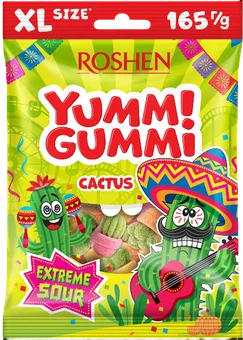 Zdjęcie produktu - Żelki yummi gummi kwaśny kaktus Roshen 165g