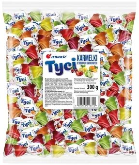 Cukierki karmelki o sm. owocowym Tyci Jedność 300g widok 1