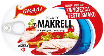 Filety z makreli w sosie pomidorowym Graal 170g widok główny 