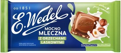 Zdjęcie produktu - Czekolada mocno mleczna z orzech laskowy Wedel 80g