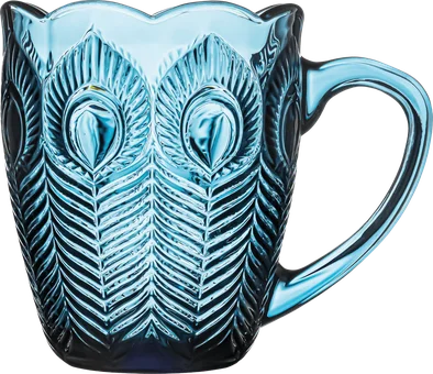 Kubek szklany z uchem pawie pióra 300ml widok 1