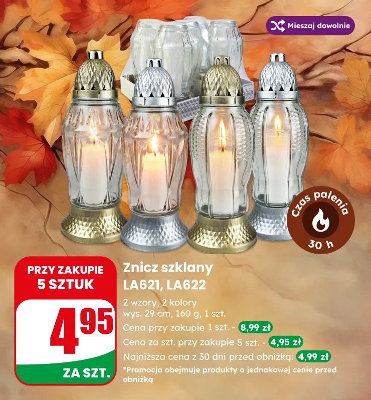 Banner na Wszystkich Świętych, Znicze, Wkłady