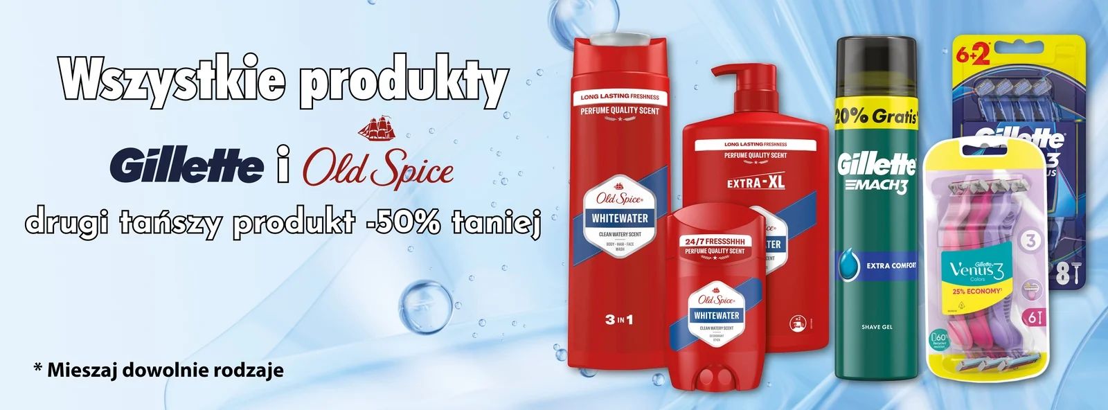 WSZYSTKIE PRODUKTY GILLETTE I OLDSPICE DRUGI TAŃSZY PRODUKT -50% TANIEJ!