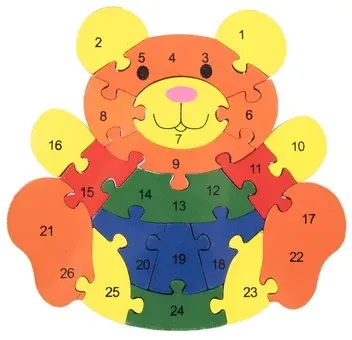 Zdjęcie produktu - Zabawka drewniane puzzle kształty mix