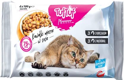 Karma dla kota mokra kurczak/wąt. Tuf Tuf 4x100g widok 1