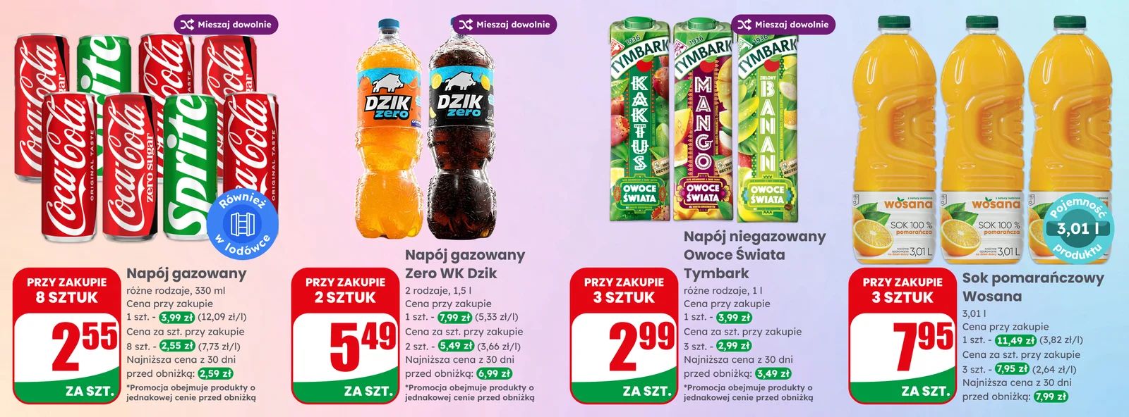 BANNER HOMEPAGE SPRITE COLA COLA ZERO DZIK POMARANCZ TYMBARK